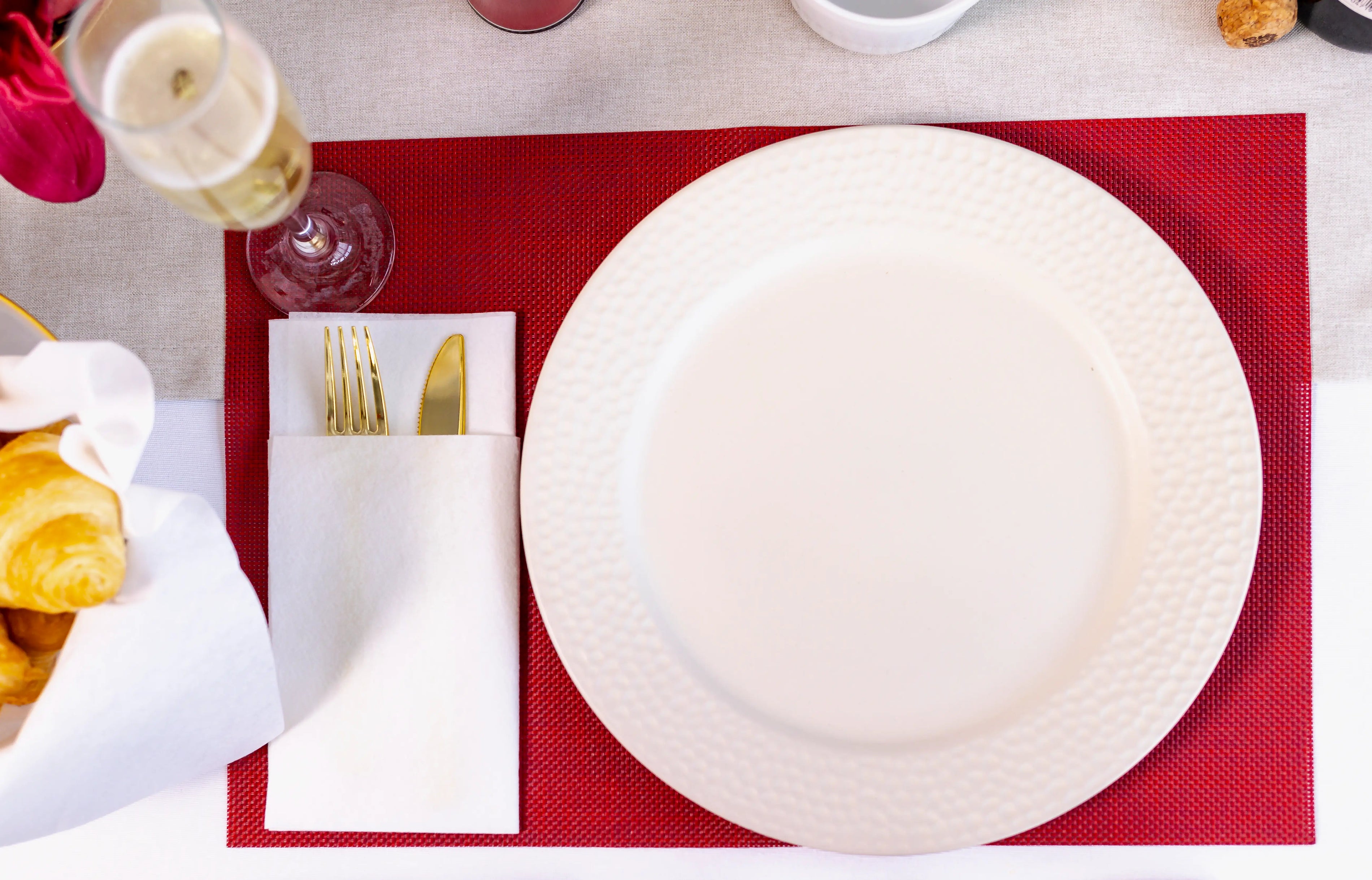 17"x17" 5” Pocket Fold White Airlaid Dinner Napkin 300ct SKU 40134