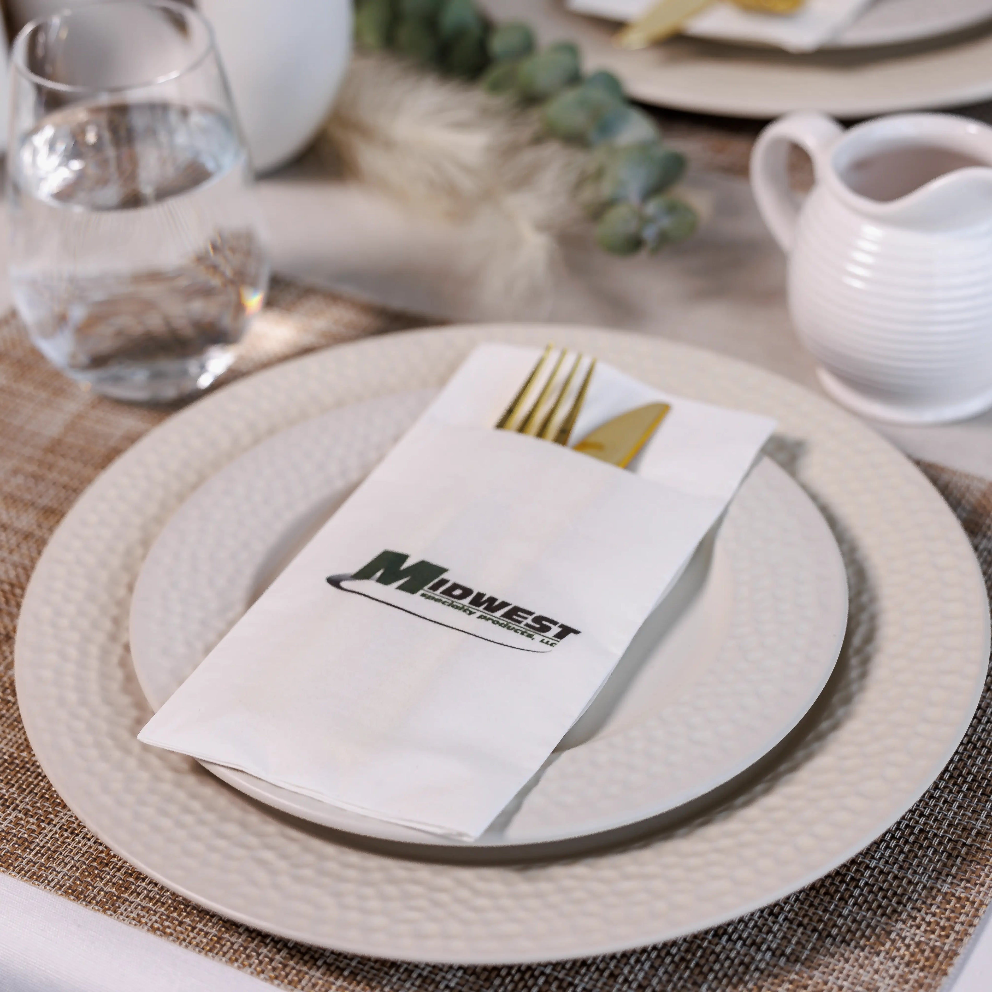 17"x17" 5.5” Pocket Fold White Airlaid Dinner Napkin 300ct SKU CP406